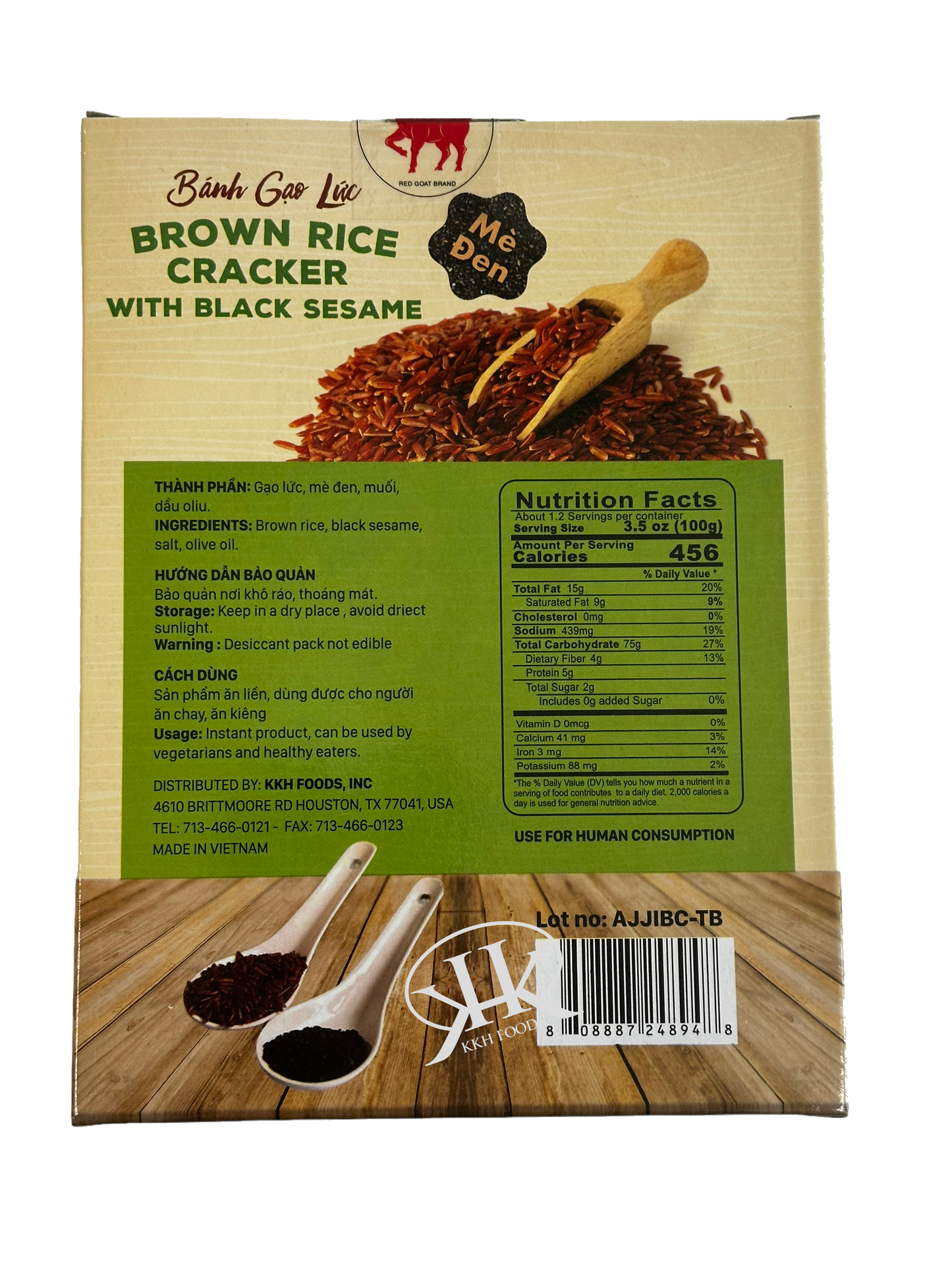 Brown Rice Cracker With Black Sesame / Banh Gao Lut Me Den